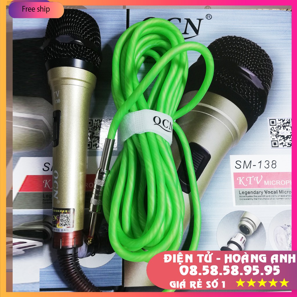 Mic dây karaoke  QCN-138 âm hay hút âm tốt. tiếng đầy  sáng tiếng hát Karaoke chuyên nghiệp.