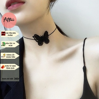 Vòng Cổ Choker Mặt Hình Bướm Vải Ren Phong Cách Retro PK4