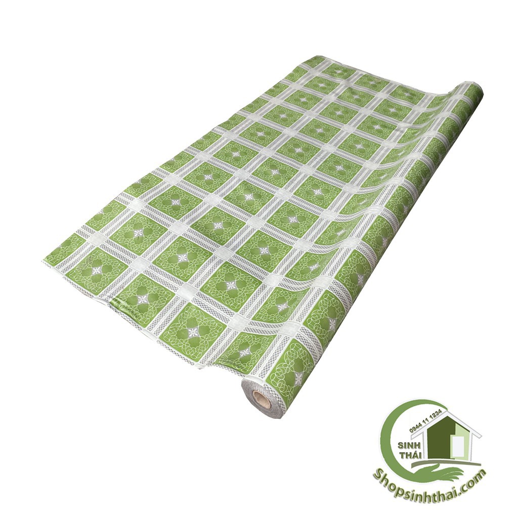 Thảm simili lót trải sàn ô vuông xanh lá kẻ sọc trắng - thảm nhựa pvc- 1m² - khổ 1m