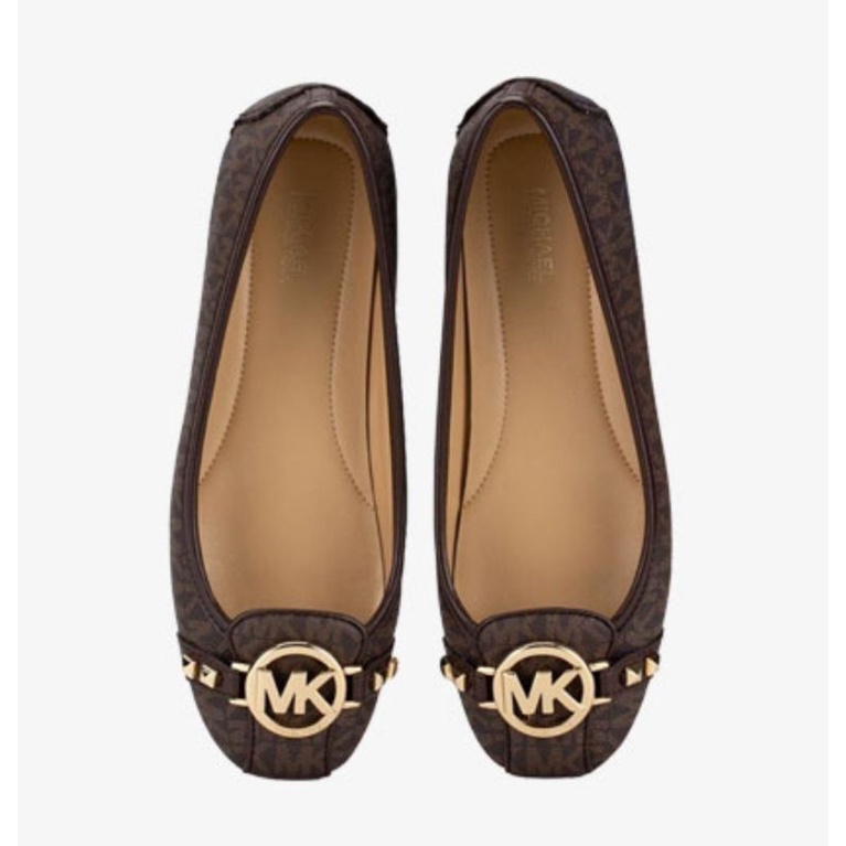 Giày búp bê Michael Kors nữ màu nâu 2 đinh (logo MK BROWN)