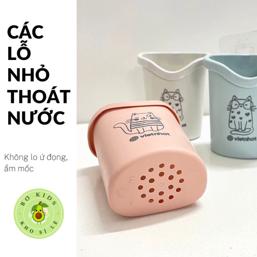 Cốc Cắm Bàn Chải Đánh Răng Dán Tường Hokori Việt Nhật  có lỗ thoát nước tiện lợi BOKISD STORE HBQ BLOGTAMSU