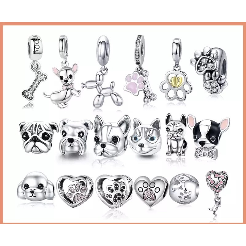 Charm thú cưng - charm chó mèo bạc s925 Cao cấp (kh ib chọn mẫu)
