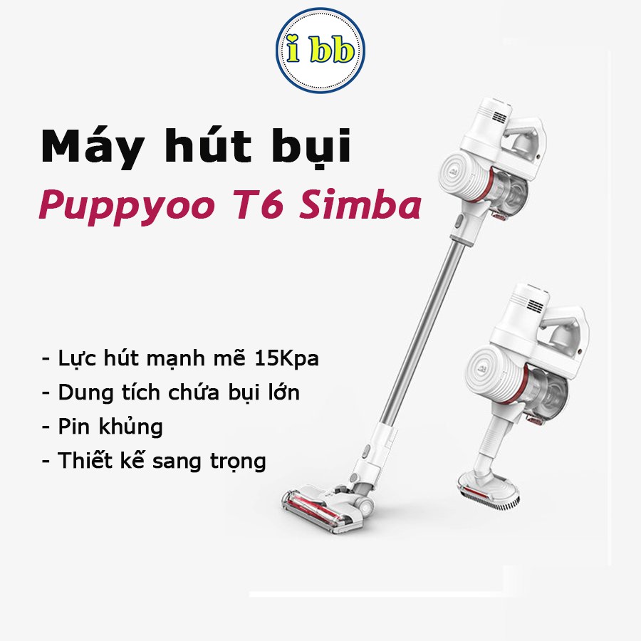 [Hàng chính hãng】Máy hút bụi không dây cao cấp Puppyoo T6 Simba lực hút 13kPa có bảo hành