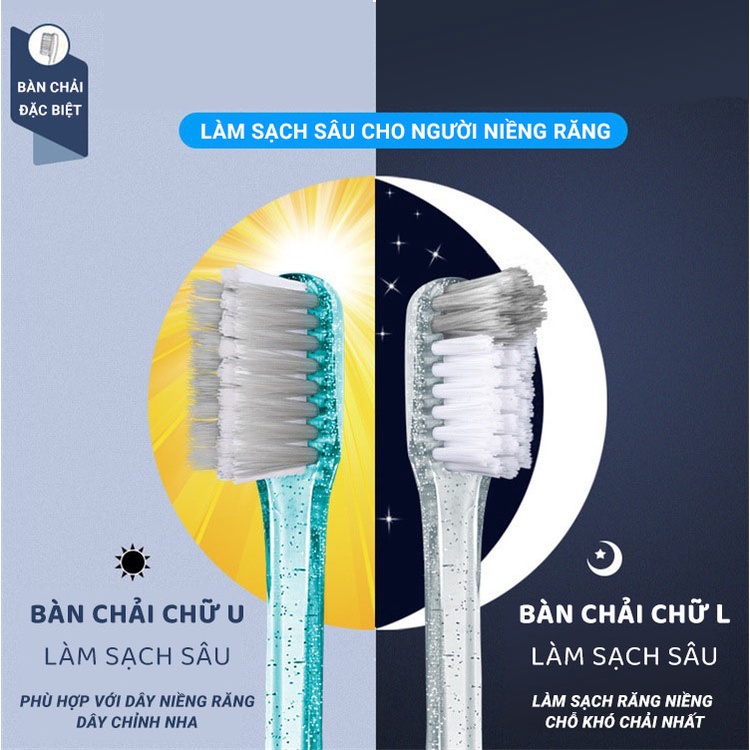 Bàn chải niềng răng - Bàn chải đánh răng cho người niềng răng, chỉnh nha làm sạch sâu tặng kèm 2 bàn chải kẽ