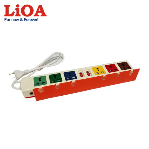 Ổ cắm kéo dài đa năng LiOA 6 ổ cắm, 2 công tắc có giá đỡ LiOA (6D12NG 6D12WNG)