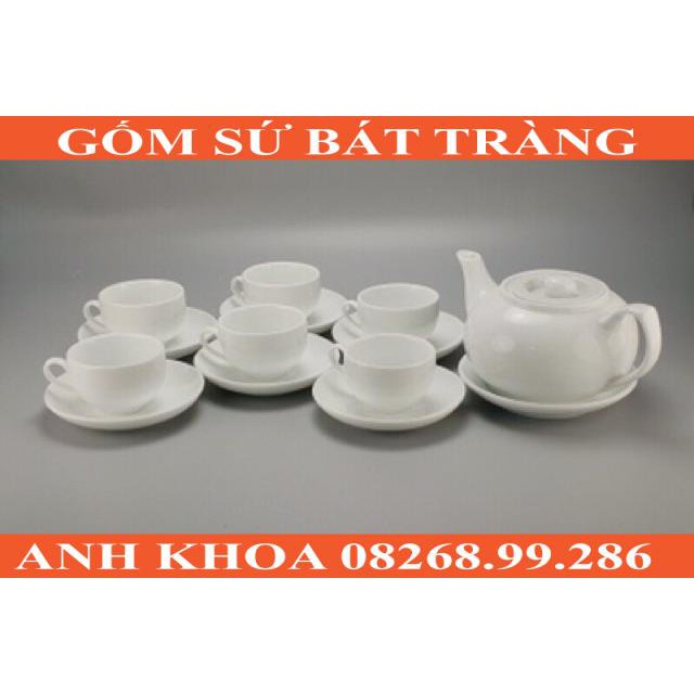 Ấm chén trắng Bát Tràng - Gốm sứ Bát Tràng Anh Khoa