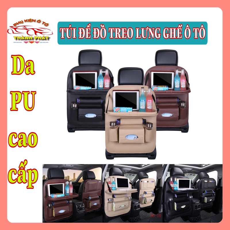 Túi Để Đồ Treo Sau Lưng Ghế Ô Tô, Xe Hơi Có Bàn Đỡ Da PU Cao Cấp