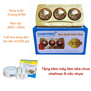 Đèn sưởi nhà tắm Chefman CM – 613B tặng máy làm sữa chua 8 cốc nhựa