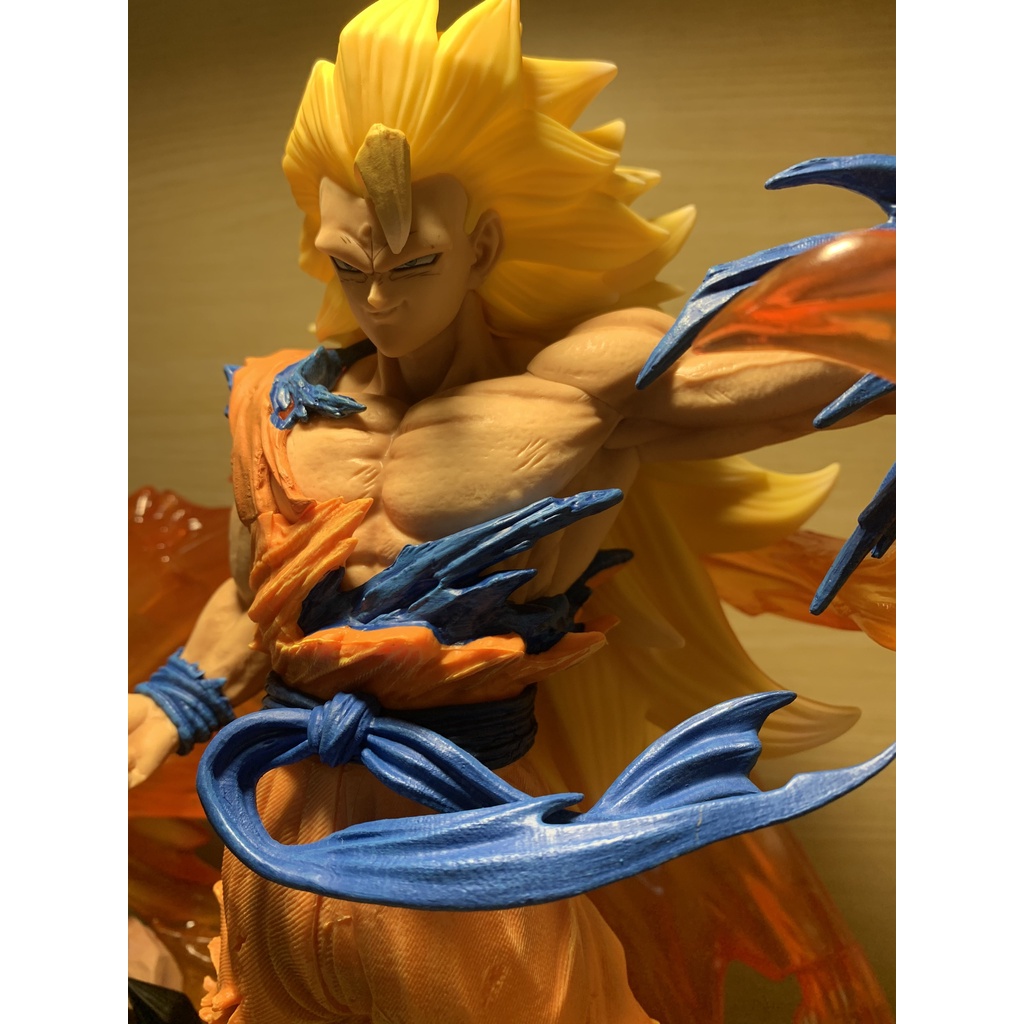 (Hết hàng) Mô hình Dragon ball Goku xé áo supper saiyan 3 đầu 45cm