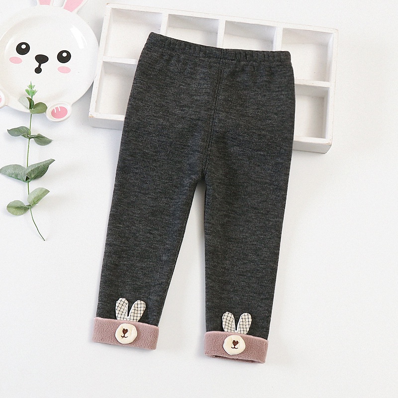 Quần legin lót lông bé gái size 7-15kg họa tiết đính tai thỏ xinh xắn QD08
