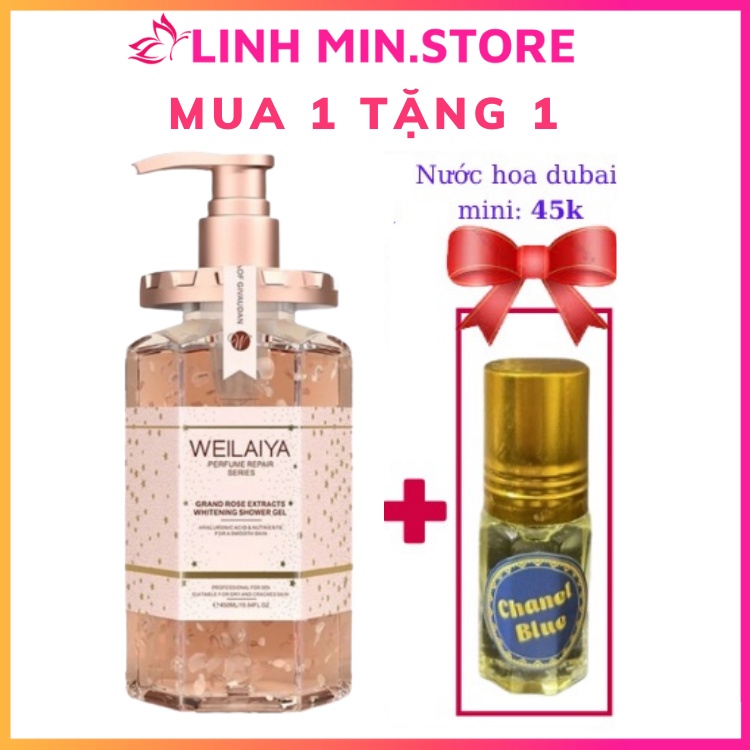 Sữa tắm Nước Hoa weilaiya 450ml Chính Hãng - Trắng Da Dưỡng Ẩm Dưỡng Thể Thơm Lâu toàn thân