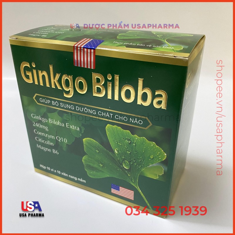 Viên uống bổ não ginkgo Biloba 240mg Extra Hỗ trợ tăng cường tuần hoàn não - Hộp 100 viên
