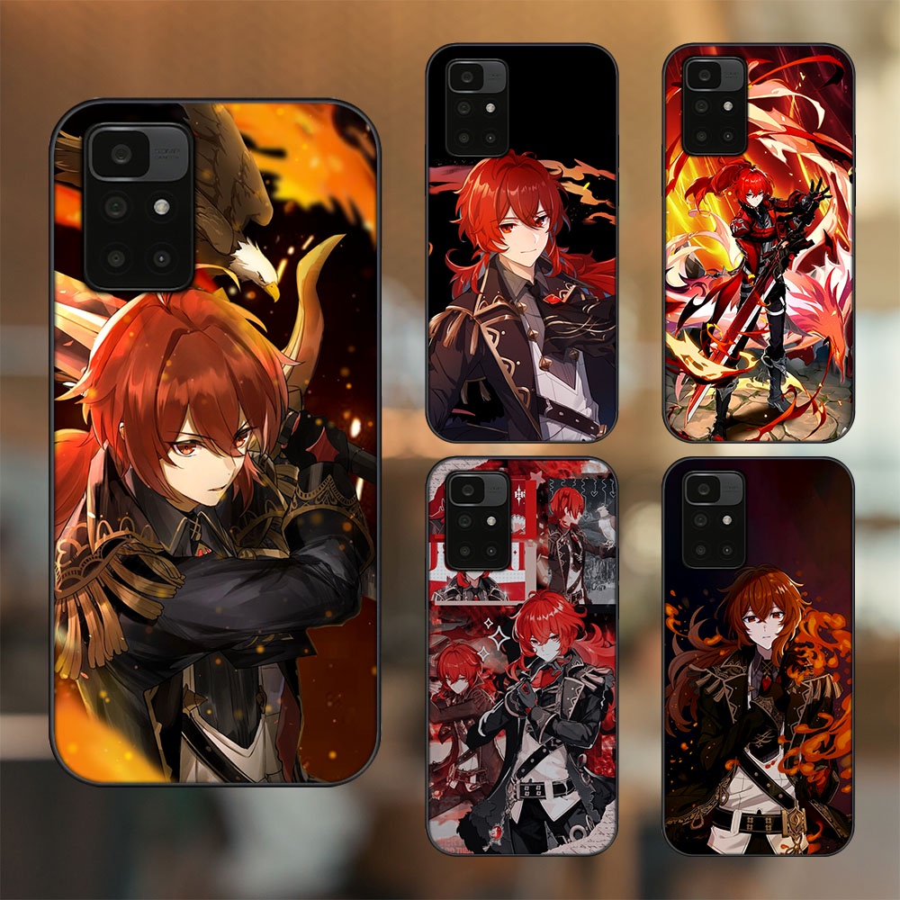 Ốp lưng Xiaomi Redmi 10 viền đen in hình Diluc Genshin Impact