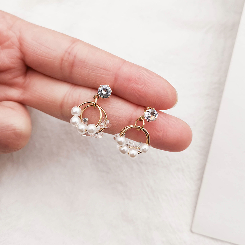 Đôi khuyên tai mạ bạc 925 đính đá phong cách thời trang cho phái nữ
