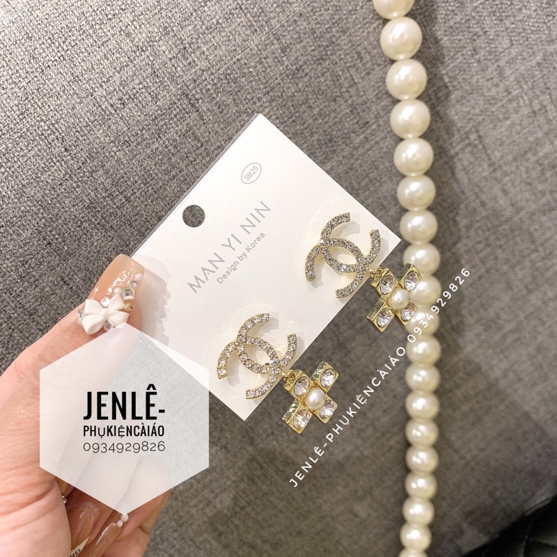 Bông tai nữ đính đá nhân tạo