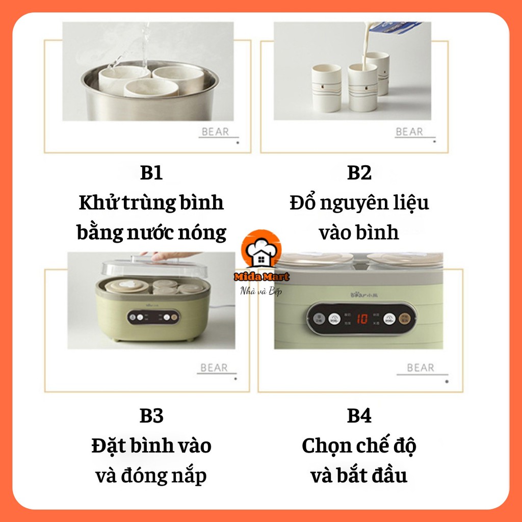 🔥 MÁY LÀM SỮA CHUA BEAR CHÍNH HÃNG SNJ-C10P2 BẢO HÀNH 6 THÁNG 🔥
