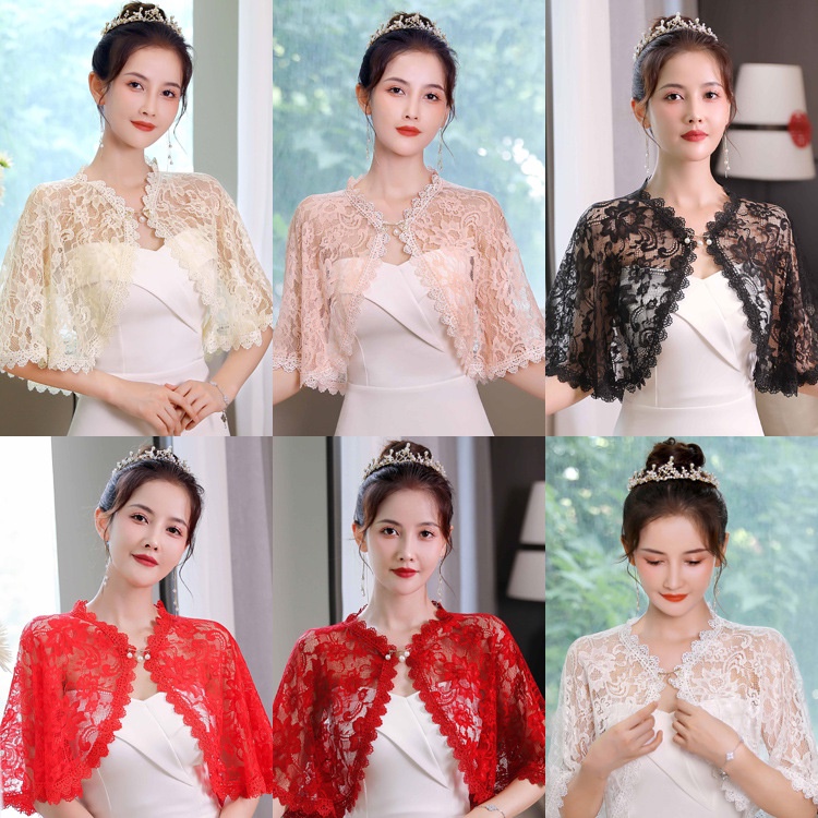 Khăn choàng ren mỏng chống nắng phối đầm cưới / sườn xám phong cách thường ngày / biểu diễn size lớn