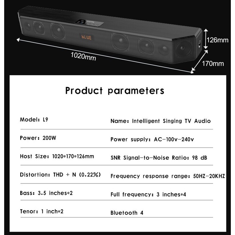 [SALE TẾT] Loa Soundbar 5.1 Bluetooth Hát Karaoke AMOI L9 (Bản Vát Góc) Tặng 02 Micro Không Dây