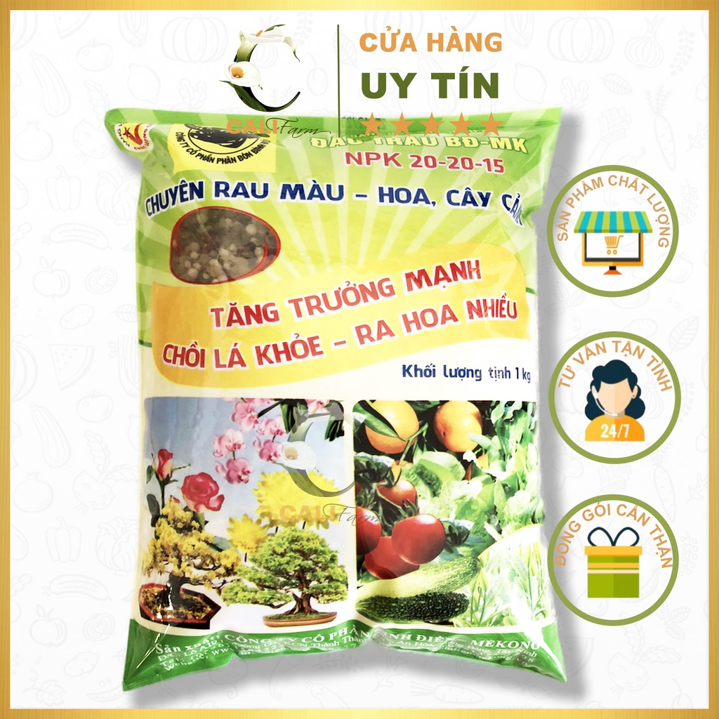 Phân bón ĐẦU TRẤU MK 20-20-15+TE 1KG CHUYÊN HOA VÀ CÂY CẢNH – RAU MÀU