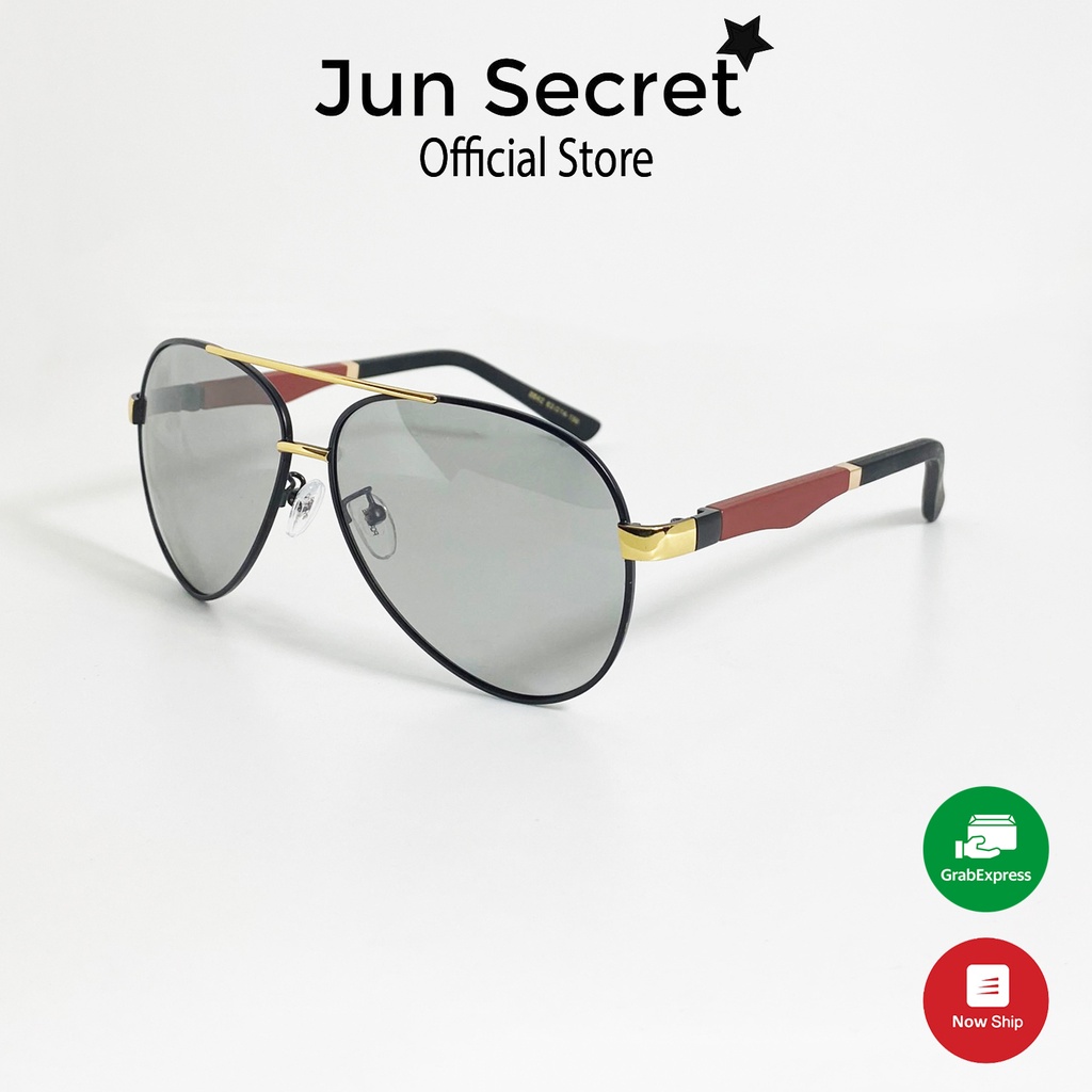 Kính mát nam cao cấp Jun Secret tròng kính đổi màu nhẹ khi đi ra nắng, đổi màu nhẹ theo nhiệt độ JS88A42