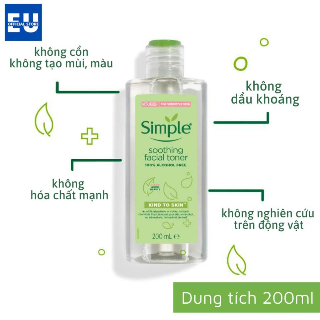 Nước hoa hồng simple Toner Simple Kind To Skin Soothing Facial