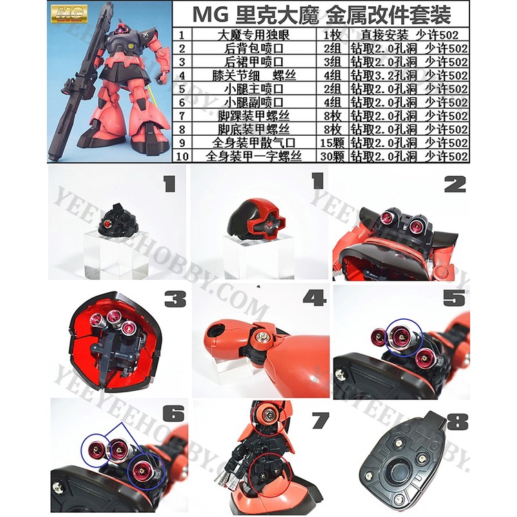 PHỤ KIỆN MOD - METAL PART - BỘ NÂNG CẤP KIM LOẠI CHO MG 1/100 MS-09R-S RICK DOM