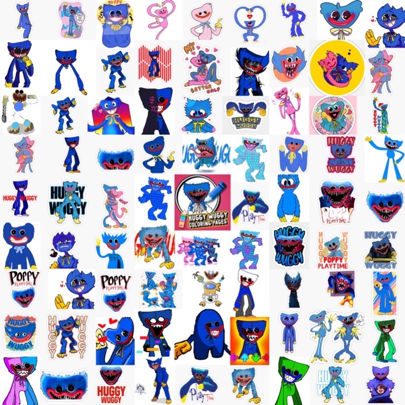 Ảnh dán Sticker horror Huggy wuggy poppy 30-60 hình ép lụa/ Hình dán Huggy wuggy poppy Adventure Game