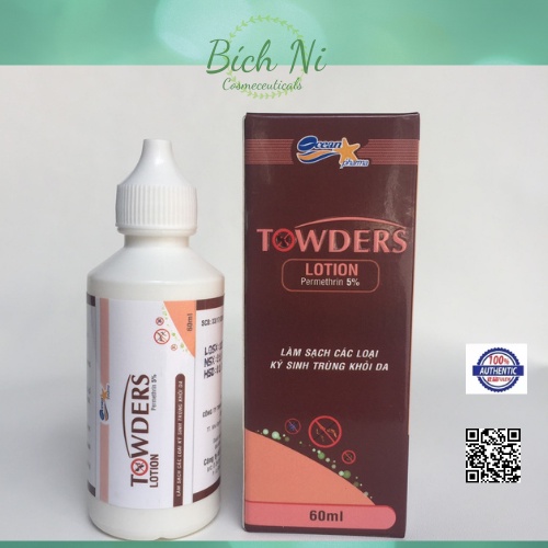 Dung dịch loại sạch ghẻ, chấy rận, ký sinh trùng Towders lotion Permethrin 5%