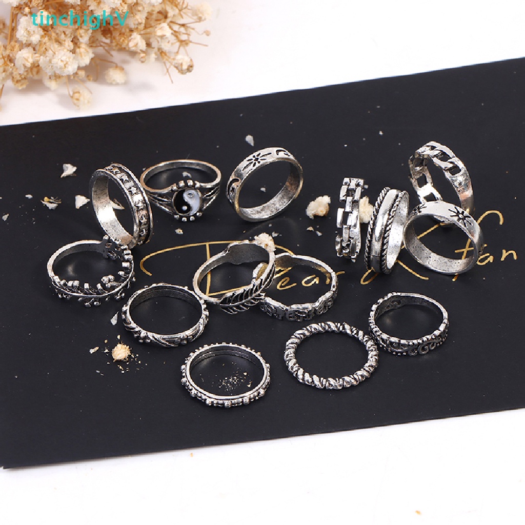 [TinchighV] Set 14 Nhẫn Hình Búp Bê Âm Dương / Lông Vũ / Voi / Lông Vũ Hỗn Hợp Cho Nữ [Mới]
