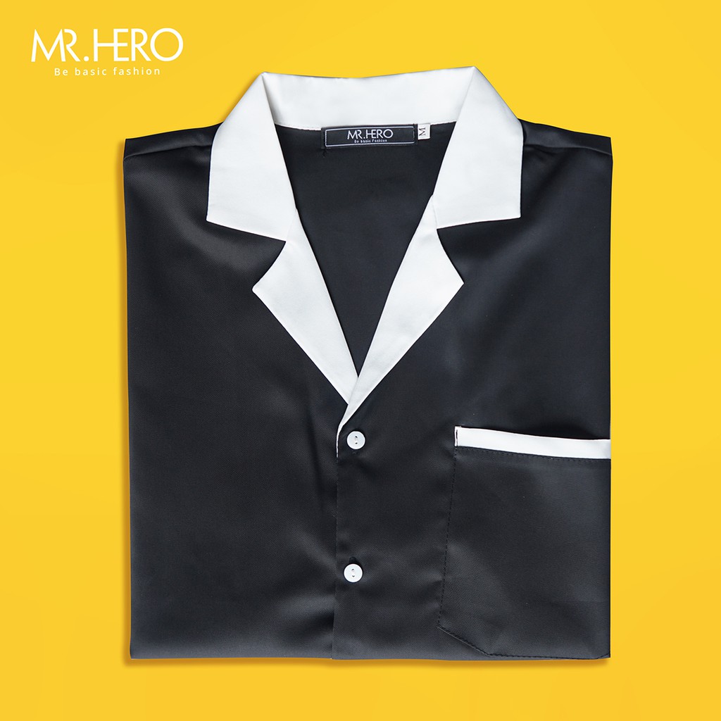 Áo sơ mi tay lỡ cổ vest/ pijama ngắn tay form rộng kiểu dáng unisex phong cách Hàn Quốc SM07 MrHero | BigBuy360 - bigbuy360.vn