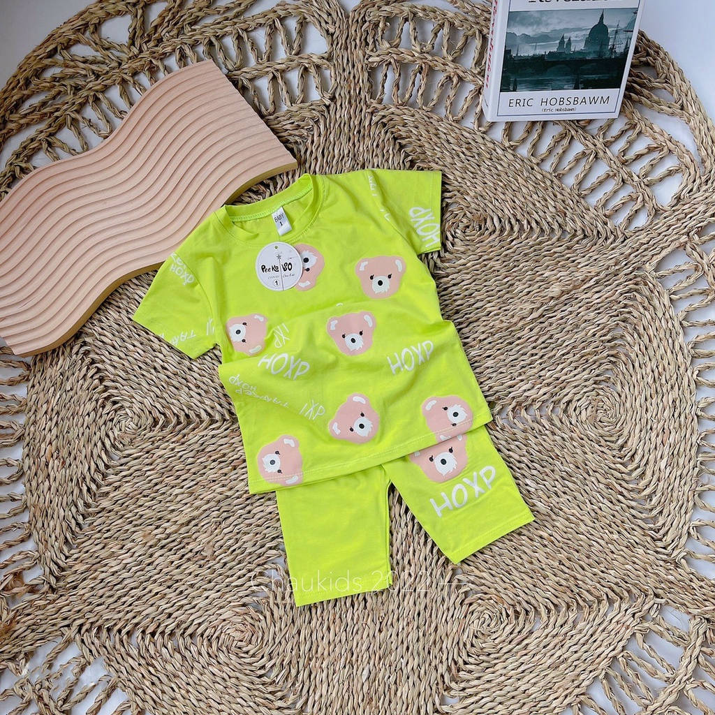 Bộ bé gái áo thun mặt gấu kèm quần legging cho bé