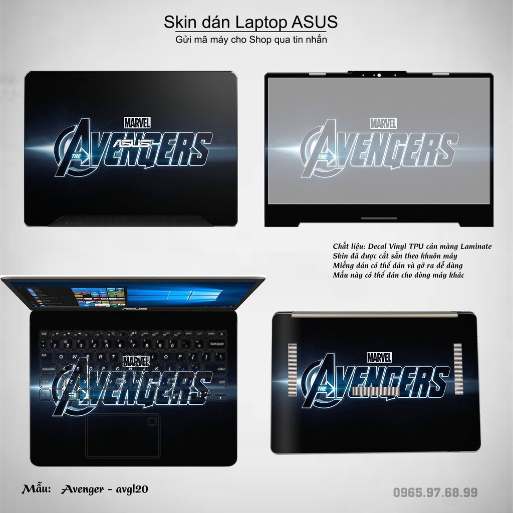 Skin dán Laptop Asus in hình Avenger nhiều mẫu 4 (inbox mã máy cho Shop)