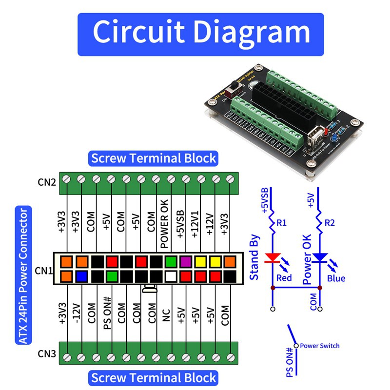 Bảng Mạch Atx 24 / 20 Pin Cổng Usb 5v | BigBuy360 - bigbuy360.vn