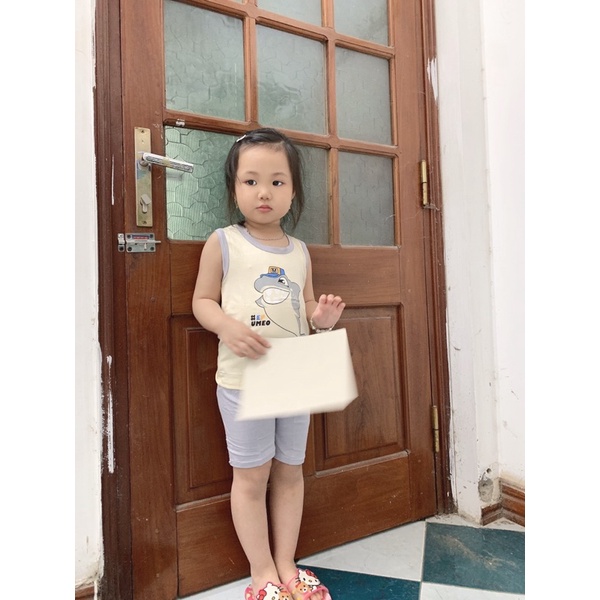 Bộ ba lỗ thun lạnh hình ca map Minky mom bé trai/bé gái (7-16kg)