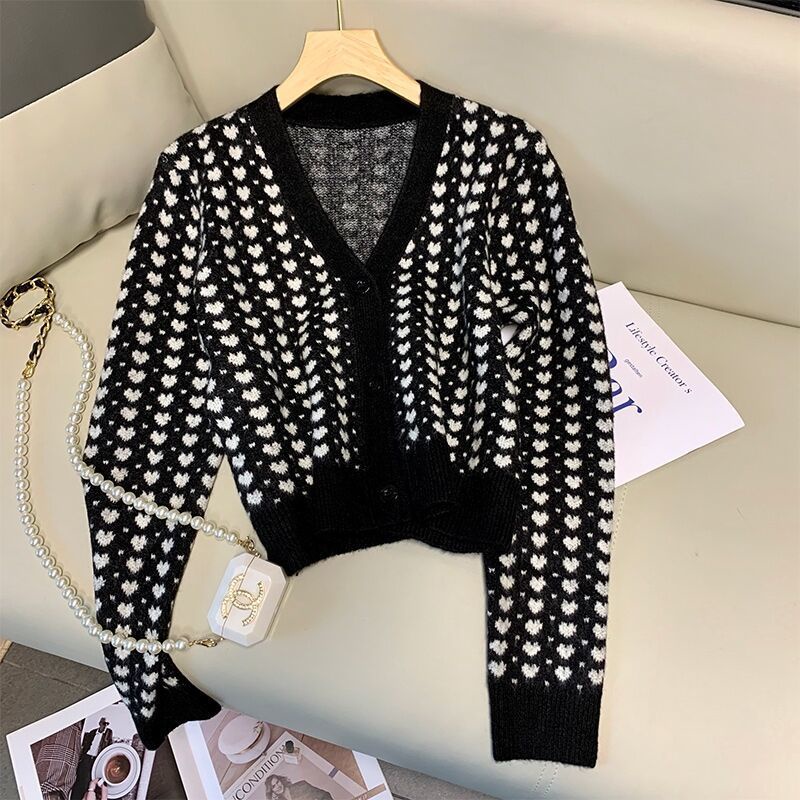 Áo Khoác Cardigan Cổ Chữ V Màu Xanh Lá Cây Thời Trang Mùa Thu Phong Cách Phương Tây