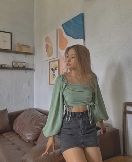 Áo croptop rút dây 2 bên