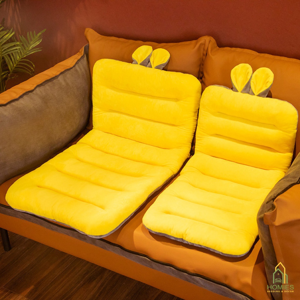 Đệm Lót Ghế Tai Thỏ HOMIES Tựa Lưng Ghế Văn Phòng Chống Trượt Tiện Dụng Vải Nhung Mềm Mại Êm Ái