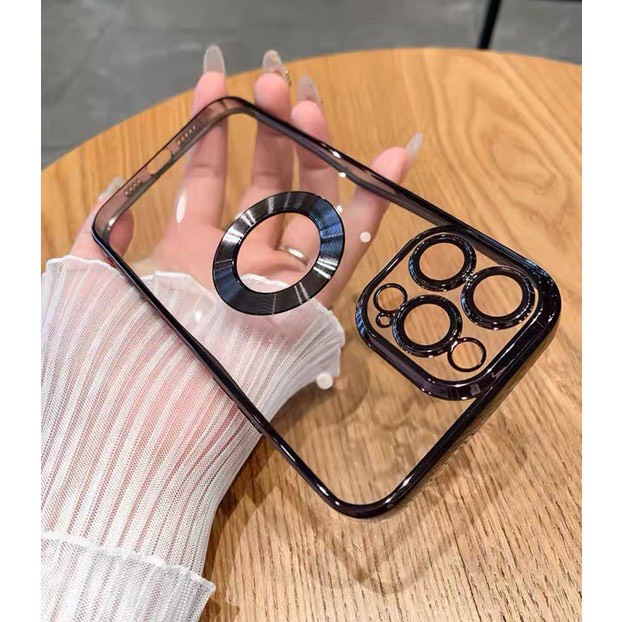 Ốp Lưng Iphone Silicon Mềm Trong Suốt Viền Mạ Kim Loại Sang Trọng Cho Iphone X XS XS Max 11 12 13 14 Pro Max Dobi O4