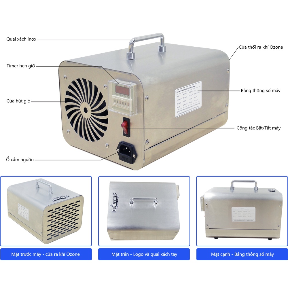 Máy khử mùi khử trùng diệt khuẩn Ozone đa năng Dr.Ozone Bacteria