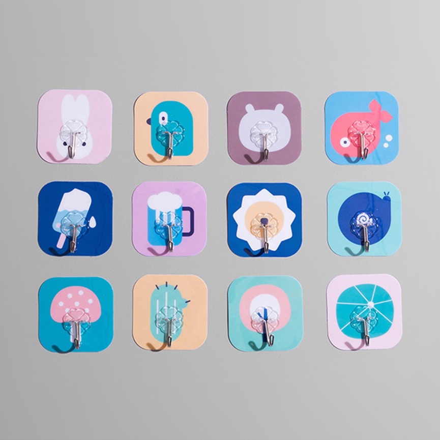 Móc Dán Tường Treo Đồ Decor Nhiều Hình K66 Đa Năng Loại 1 - Siêu Dính Cường Lực Thần Thánh - 6X6 Cm