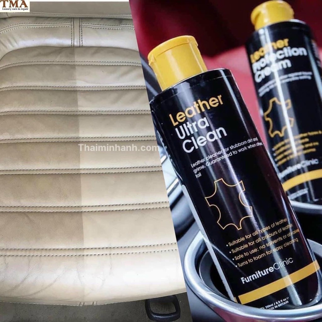 Bộ vệ sinh ghế da hãng Furniture Clinic Vương quốc Anh - Leather Care 250ml, làm sạch hiệu quả, an toàn cho da cao cấp