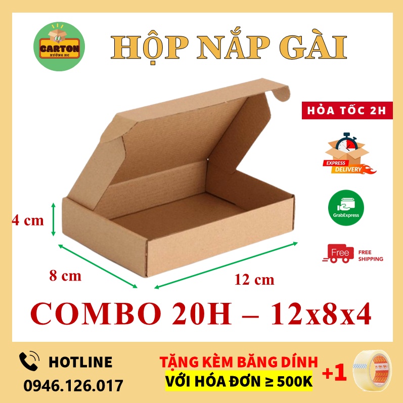 20 Hộp Carton Nắp Gài, Hộp Đựng Quà, Đựng Quần Áo, Phụ Kiện 3 lớp Sóng E