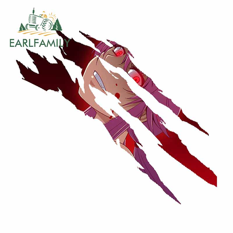 Earlfamily Hình Dán Chống Thấm Nước Họa Tiết Cô Gái anime 13Cmx11.6Cm mirai Niki gasai yuno