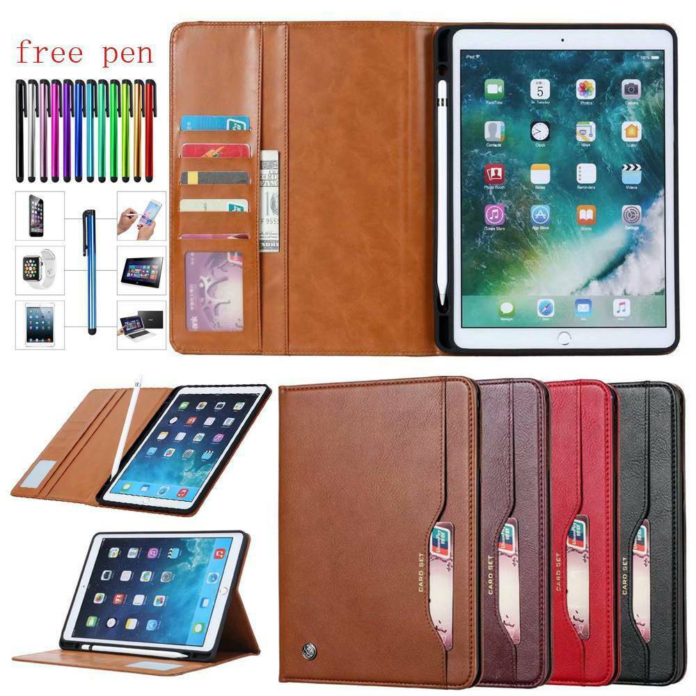 For iPad Mini 2019/ iPad Mini 5 Luxury PU Leather Wallet Card Stand Case Cover With Pencil Holder