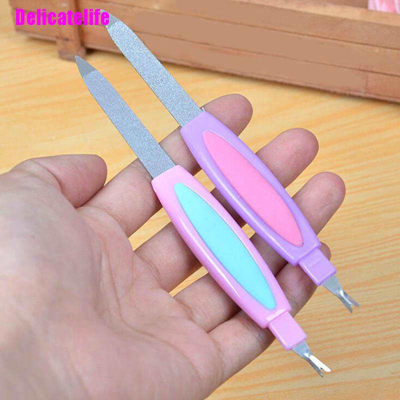 [Hàng mới về] Que dũa móng tay bằng thép không gỉ 2 trong 1 tiện lợi