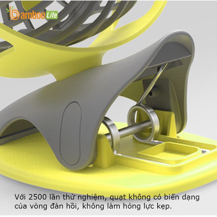 Quạt mini tích điện Bamboo Life BL022 pin siêu bền thời gian lên đến 20h, cầm tay, để bàn, kẹp xe đẩy cho bé | BigBuy360 - bigbuy360.vn