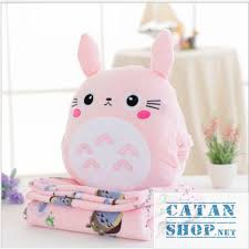 Gối mền TOTORO HOA 3 trong 1, nỉ nhung cực mịn