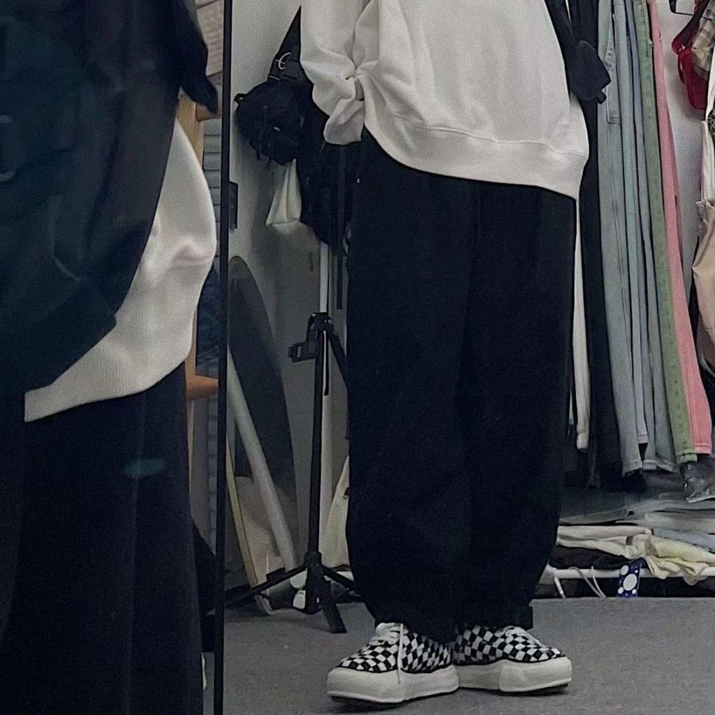 Quần ống rộng Lưng Cao 3 Màu Sắc Lựa Chọn Phong Cách retro Mỹ Cho Nữ