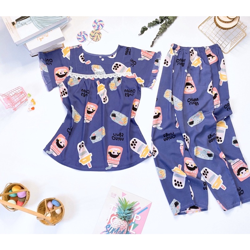 Đồ bộ tole - Đồ bộ lanh quần dài 9 tấc tay ngắn bèo