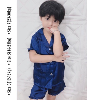 ( Trẻ Em ) Đồ Bộ Pijama Lụa viền Bèo Em Bé Đùi